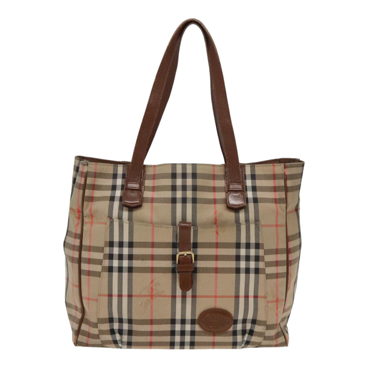 Burberrys Nova Check Tote Bag Canvas Beige Auth ti1867