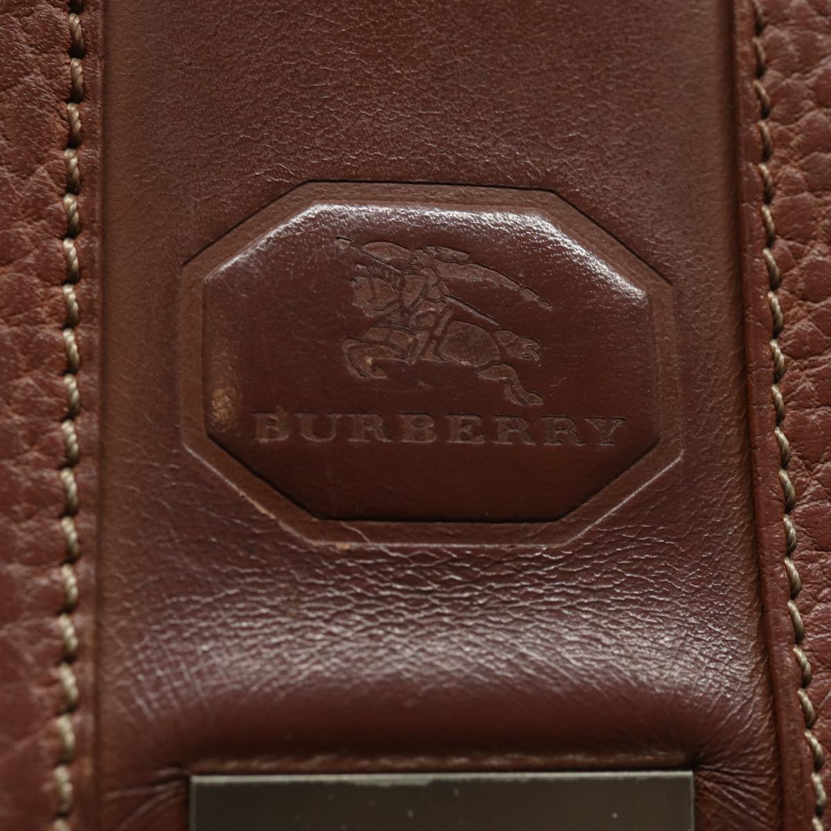 BURBERRY Hand Bag Leather Brown Auth ti1869