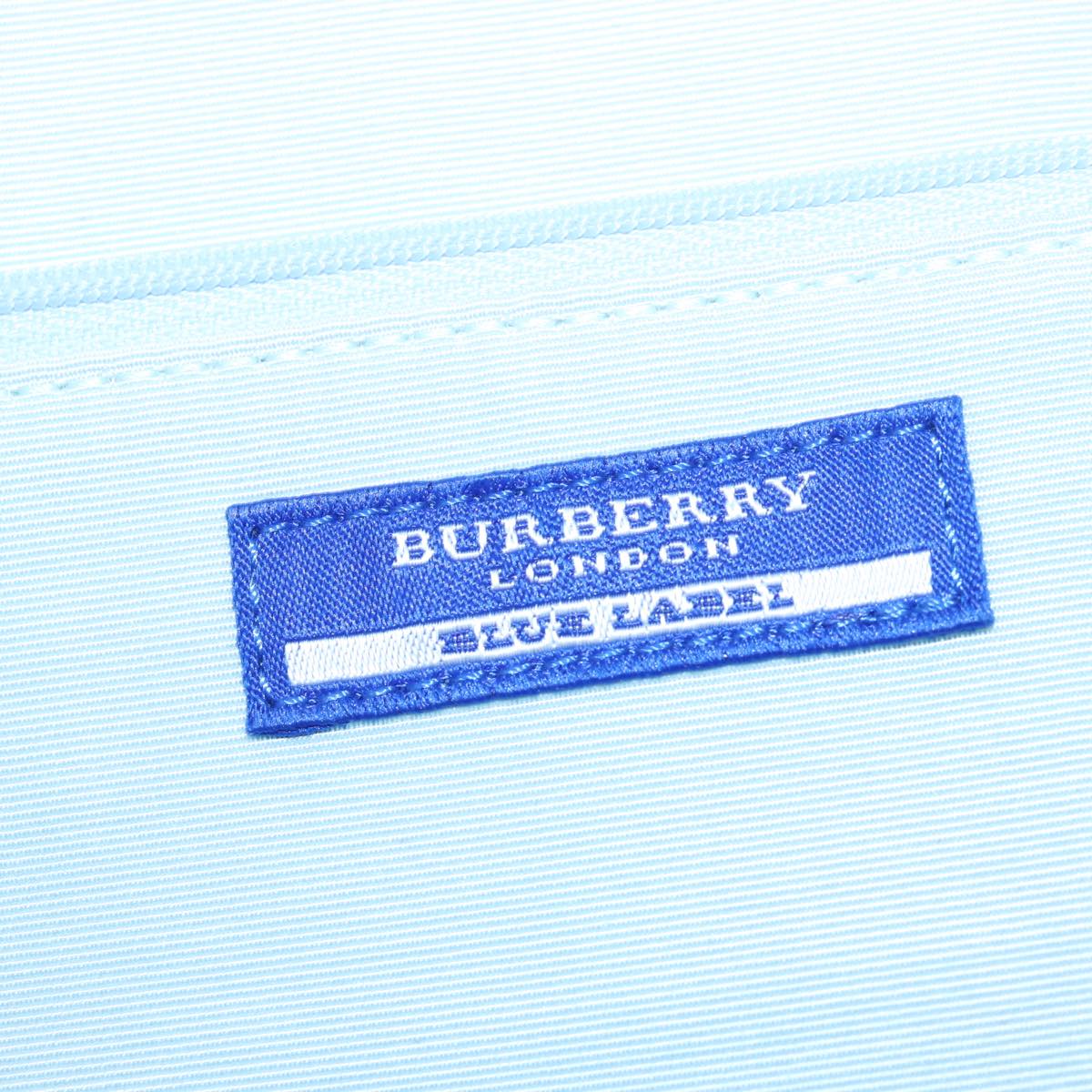 BURBERRY Blue Label Chain Tote Bag straw Blue Auth ti1872