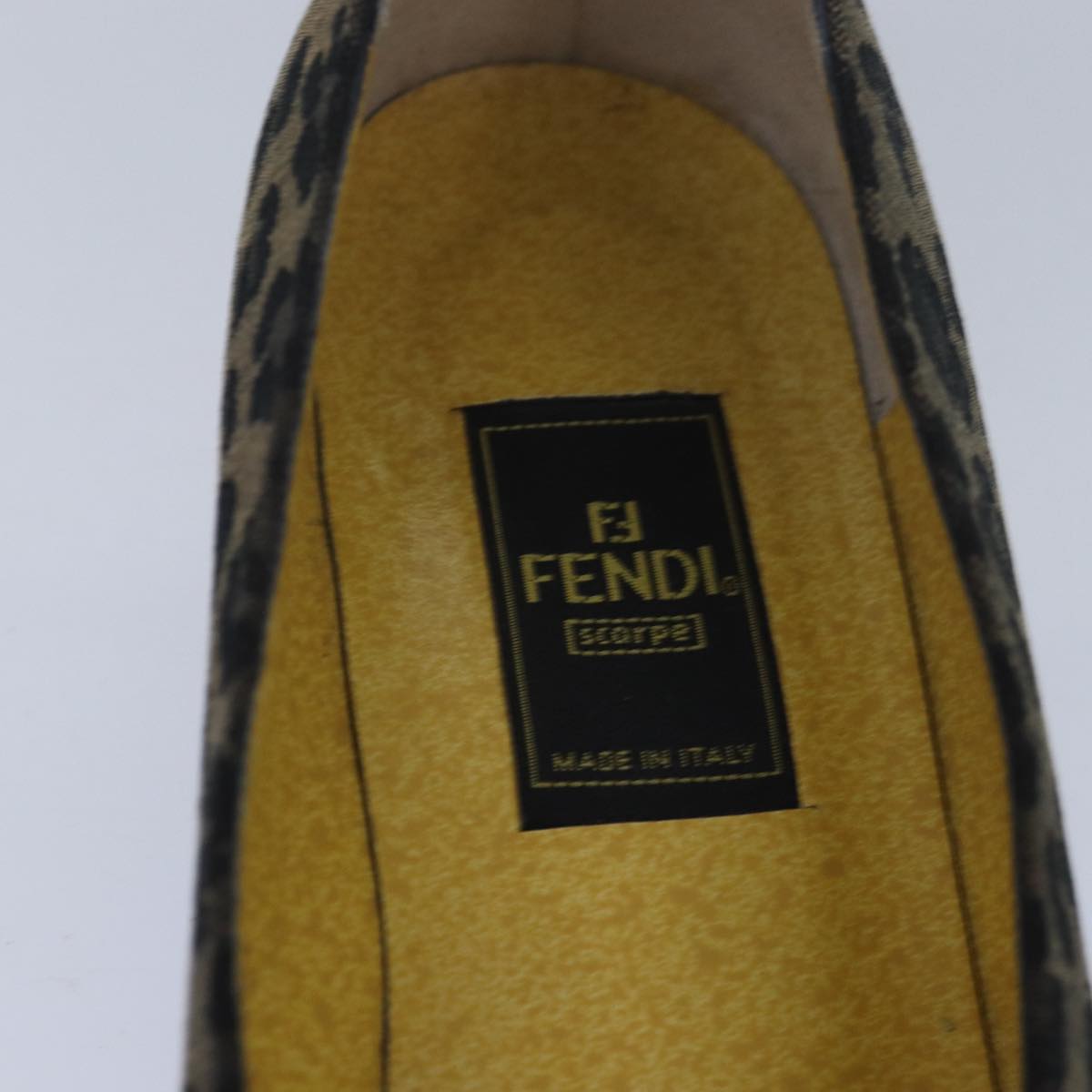 FENDI Leopard pumps shoes Canvas Leather 37.5 Brown Red Auth ti1874