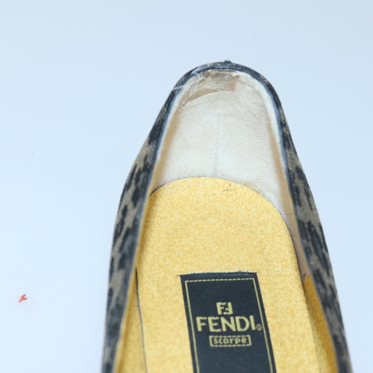 FENDI Leopard pumps shoes Canvas Leather 37.5 Brown Red Auth ti1874