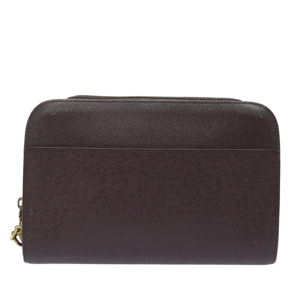 LOUIS VUITTON Taiga Baikal Clutch Bag Acajou M30186 LV Auth ti1884