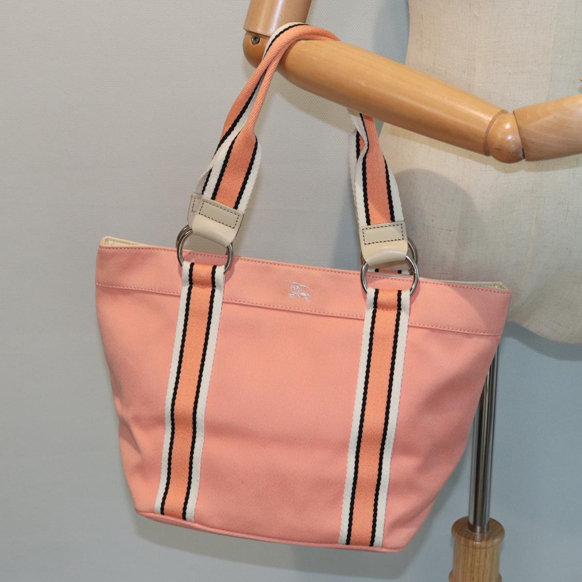 BURBERRY Blue Label Tote Bag Canvas Pink Auth ti1889