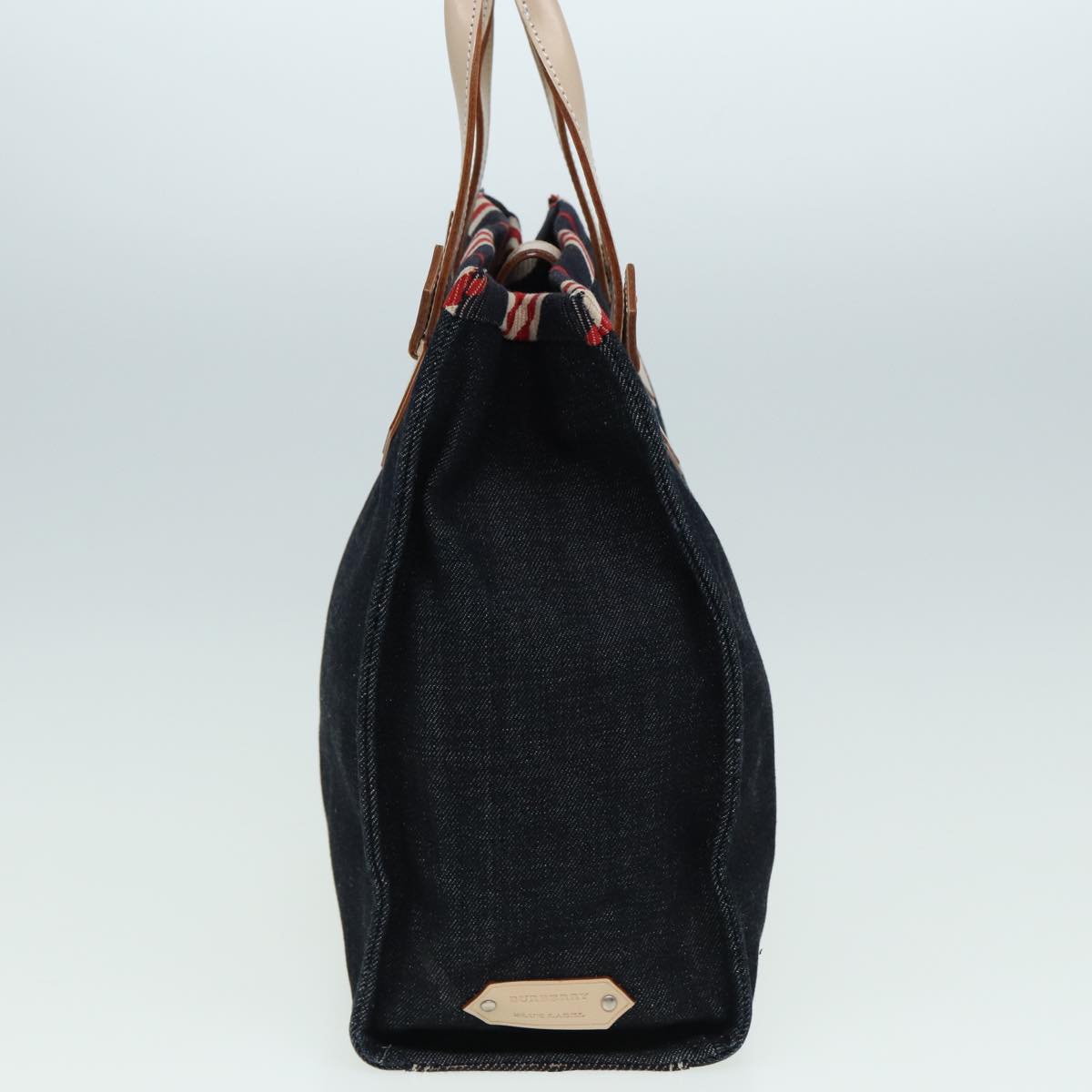 BURBERRY Blue Label Denim Hand Bag Canvas Navy Auth ti1891