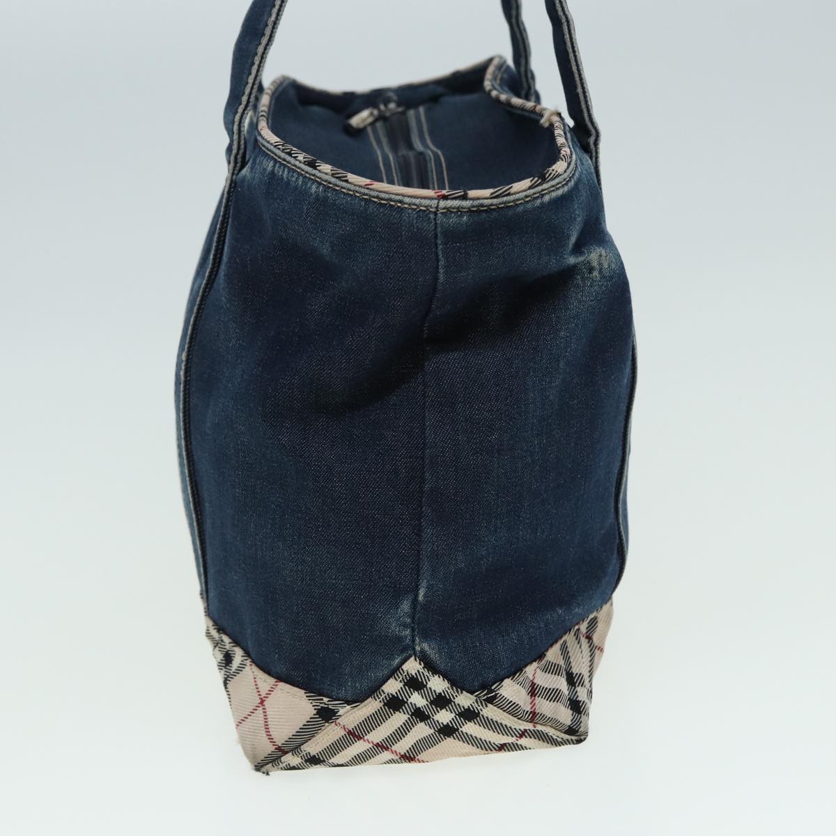 BURBERRY Nova Check Tote Bag Denim Beige Navy Auth ti1894