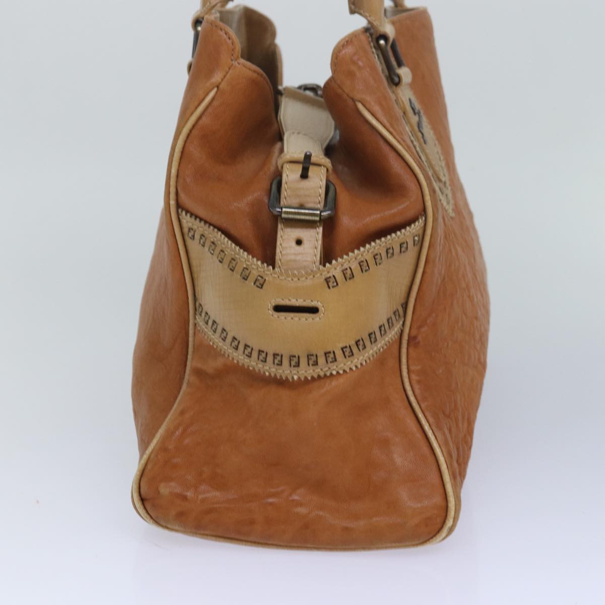 FENDI Hand Bag Leather Brown Auth ti1895