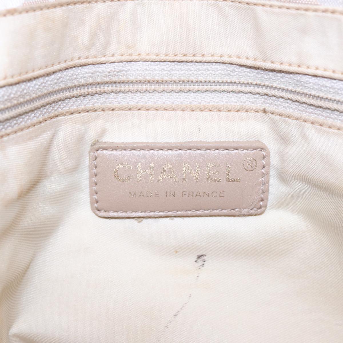 CHANEL New Travel Line Tote Bag Nylon Beige Gold CC Auth ti1912