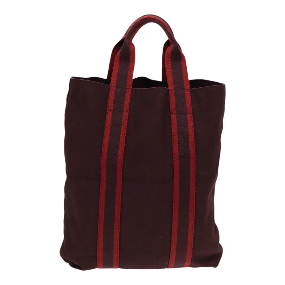 HERMES Fourre Tout Cabas Tote Bag Canvas Bordeaux Auth ti1919