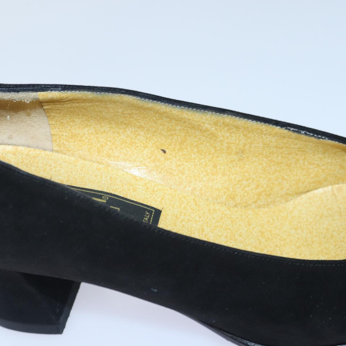 FENDI Pumps 36 1/2 pumps Suede Leather Black Silver Auth ti1921