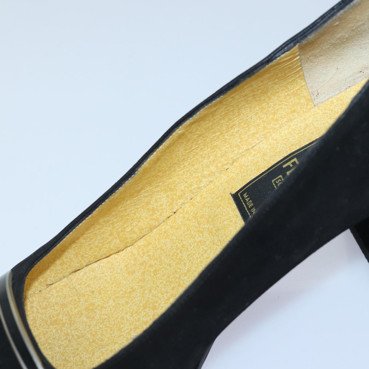 FENDI Pumps 36 1/2 pumps Suede Leather Black Silver Auth ti1921