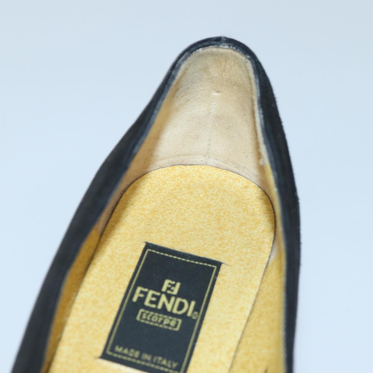 FENDI Pumps 36 1/2 pumps Suede Leather Black Silver Auth ti1921