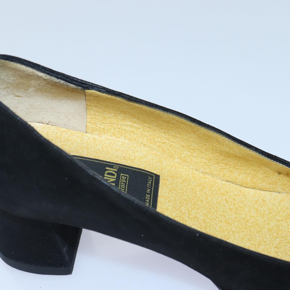 FENDI Pumps 36 1/2 pumps Suede Leather Black Silver Auth ti1921