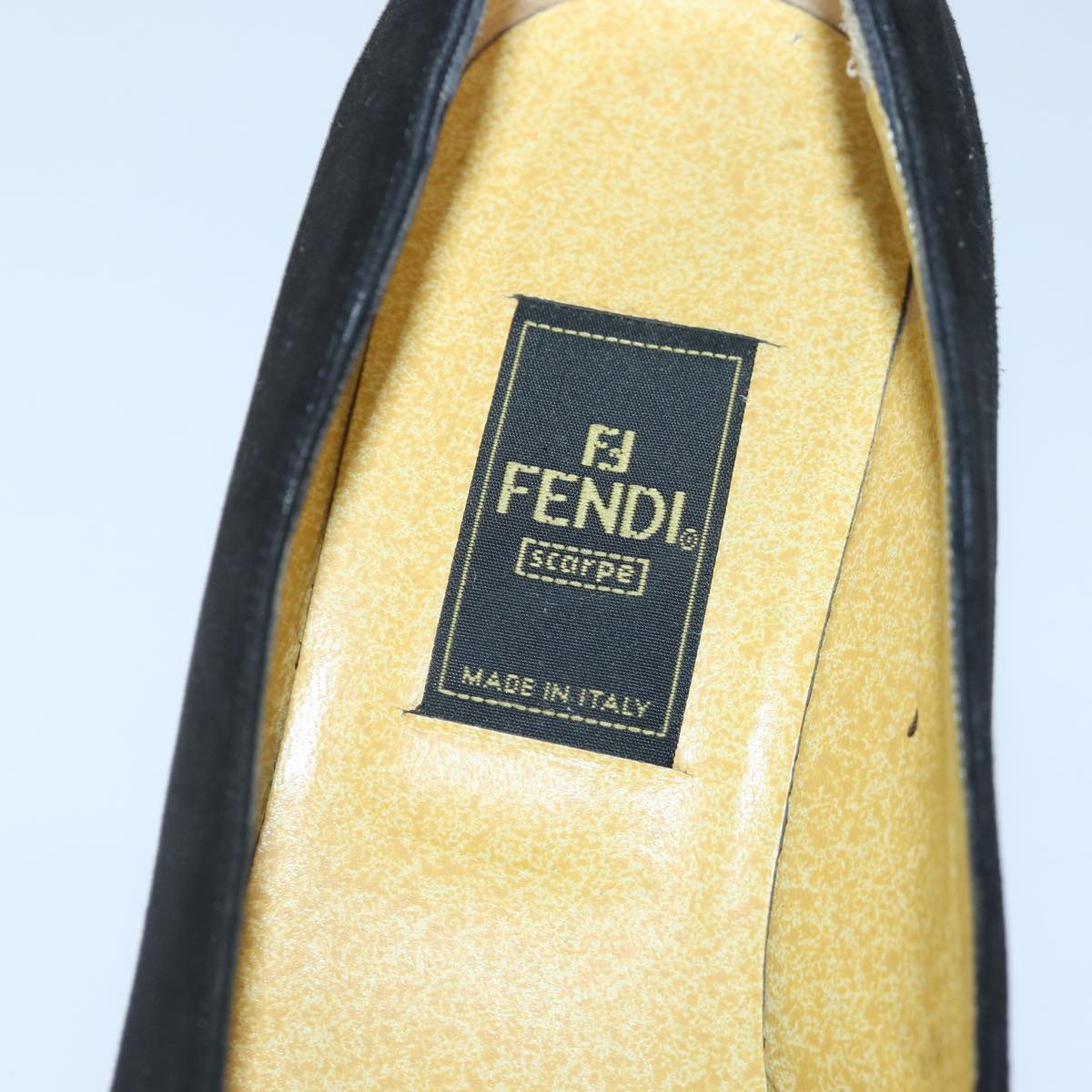 FENDI Pumps 36 1/2 pumps Suede Leather Black Silver Auth ti1921