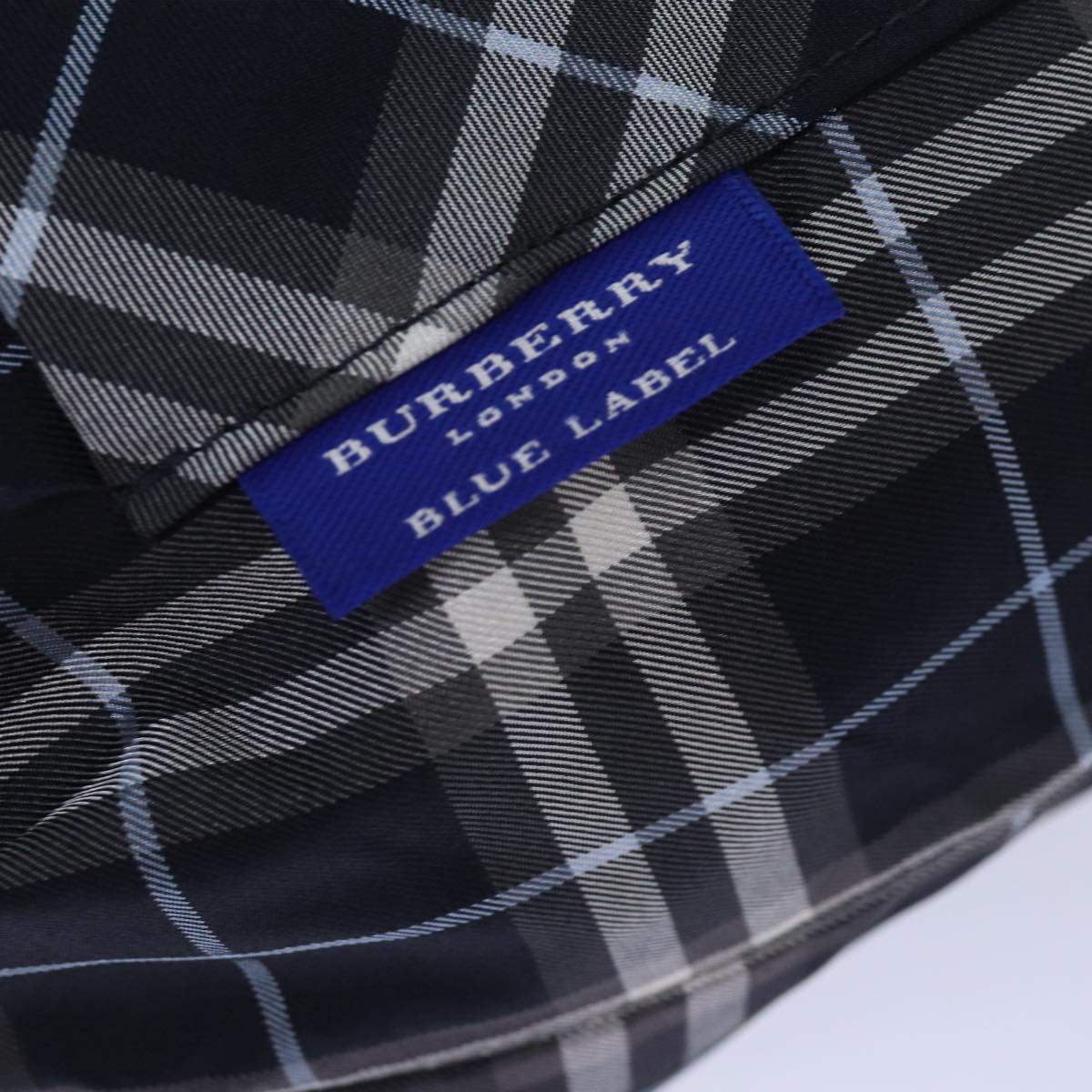 BURBERRY Nova Check Blue Label Drawstring Bag Pouch Nylon Navy Auth ti1925