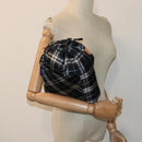 BURBERRY Nova Check Blue Label Drawstring Bag Pouch Nylon Navy Auth ti1925-17