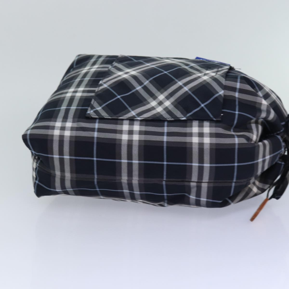 BURBERRY Nova Check Blue Label Drawstring Bag Pouch Nylon Navy Auth ti1925