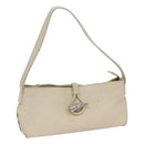 BURBERRY Shoulder Bag Leather Cream Silver Auth ti1931-1