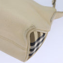 BURBERRY Shoulder Bag Leather Cream Silver Auth ti1931-9