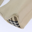BURBERRY Shoulder Bag Leather Cream Silver Auth ti1931-14