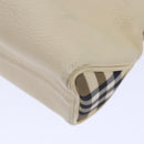 BURBERRY Shoulder Bag Leather Cream Silver Auth ti1931-15
