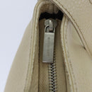 BURBERRY Shoulder Bag Leather Cream Silver Auth ti1931-10