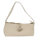 BURBERRY Shoulder Bag Leather Cream Silver Auth ti1931-13