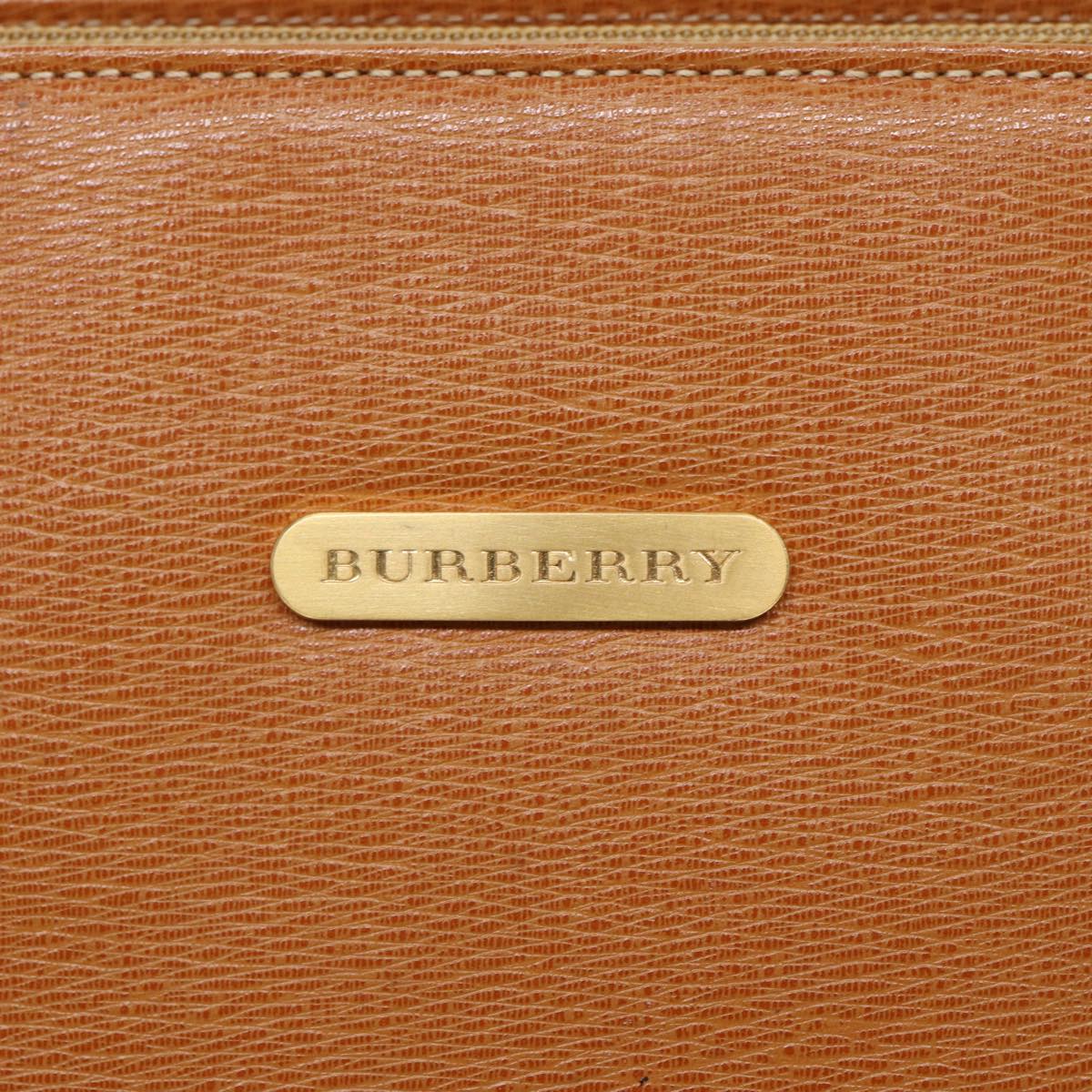 BURBERRY Tote Bag Leather Brown Gold Auth ti1932