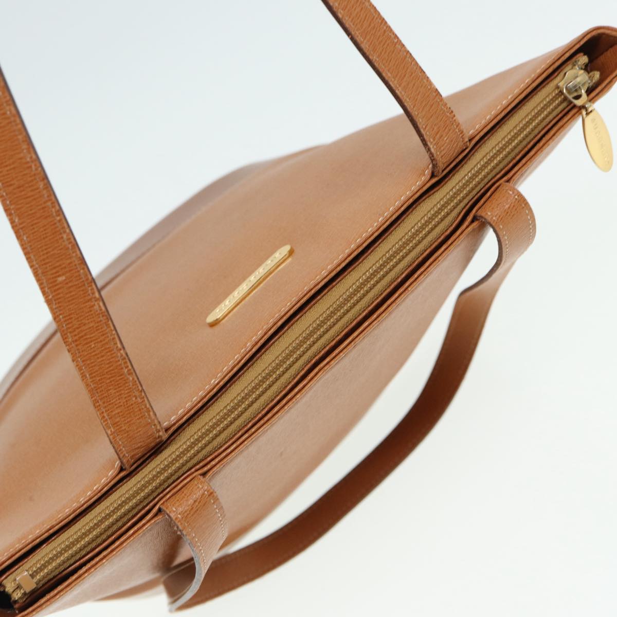 BURBERRY Tote Bag Leather Brown Gold Auth ti1932