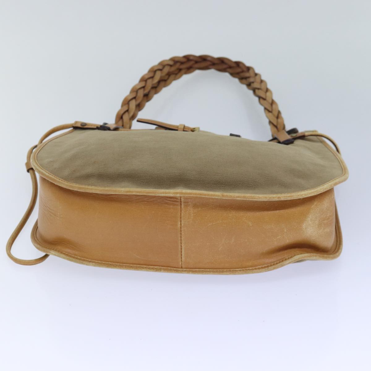 GUCCI Hand Bag Canvas Leather Beige 110295 Auth ti1937