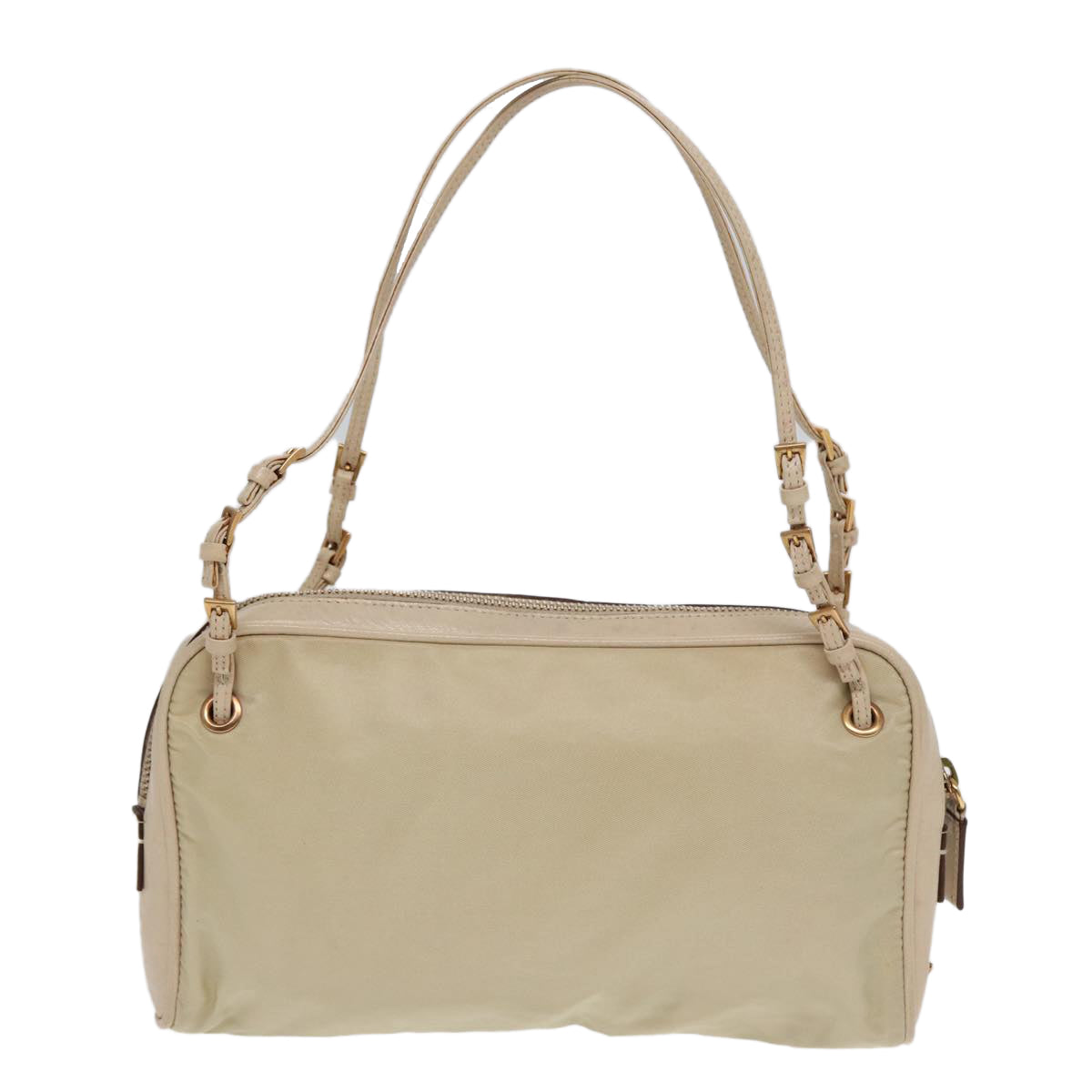 PRADA Hand Bag Nylon Beige Gold Auth ti1946 - 0