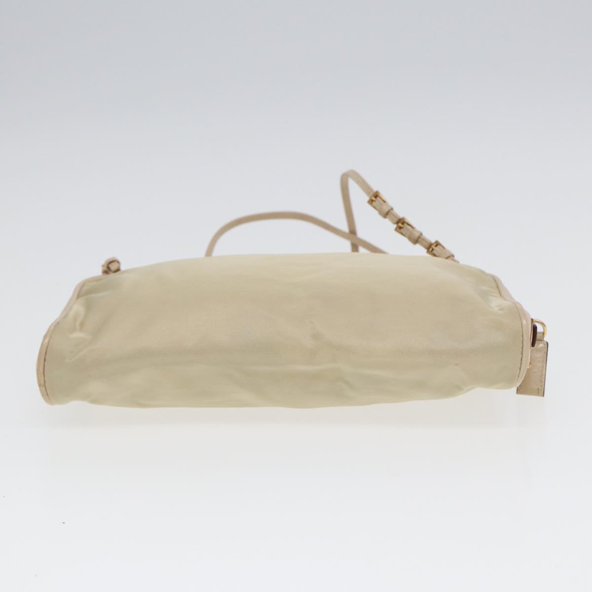 PRADA Hand Bag Nylon Beige Gold Auth ti1946