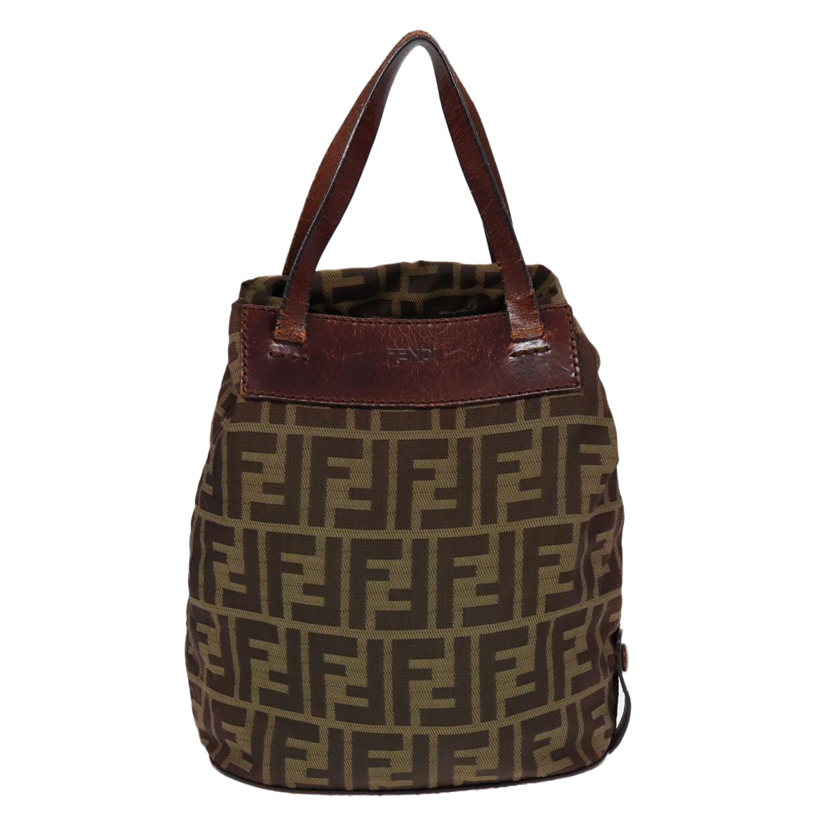 FENDI Zucca Canvas Hand Bag Brown Black Auth ti1947