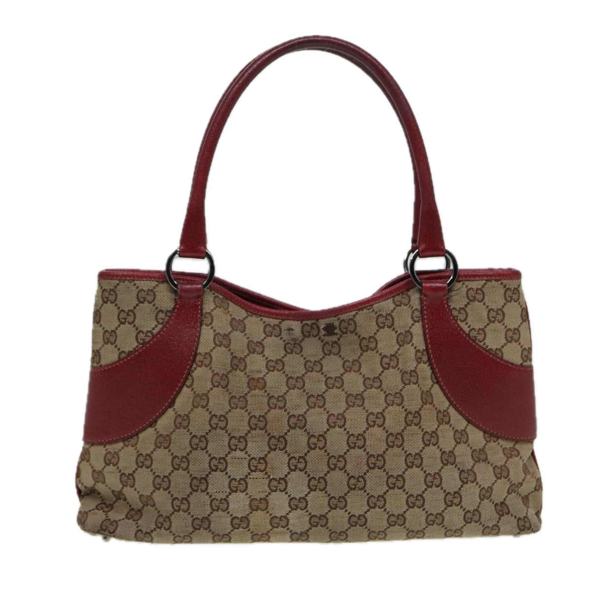 GUCCI GG Canvas Tote Bag Beige Red 113015 Auth ti1957