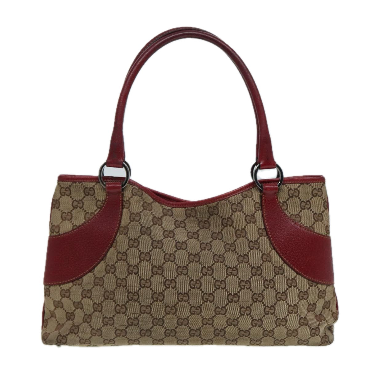 GUCCI GG Canvas Tote Bag Beige Red 113015 Auth ti1957 - 0