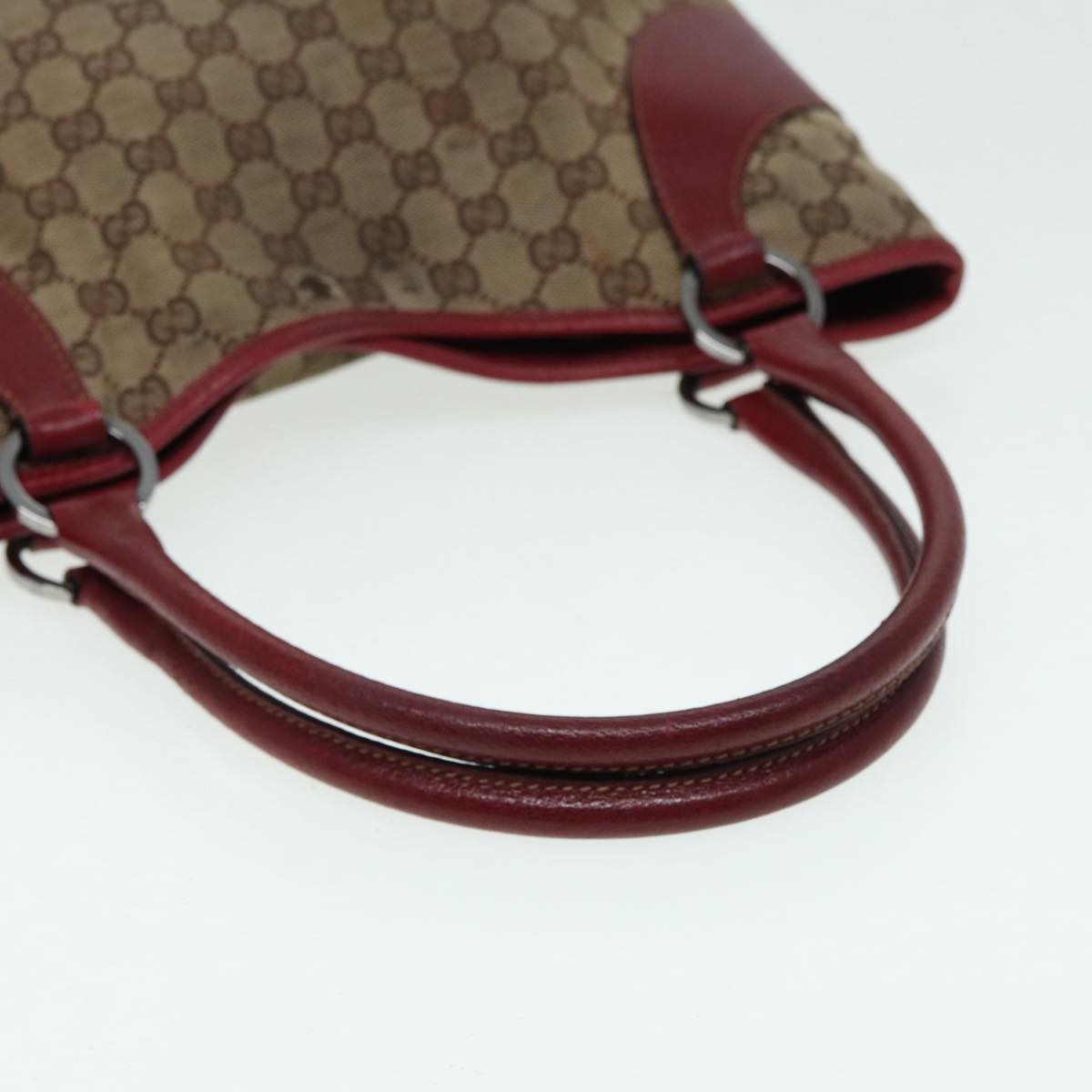 GUCCI GG Canvas Tote Bag Beige Red 113015 Auth ti1957