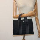 HERMES Fourre Tout PM Hand Bag Canvas Black Silver Auth ti1964-19