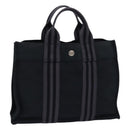 HERMES Fourre Tout PM Hand Bag Canvas Black Silver Auth ti1964-1