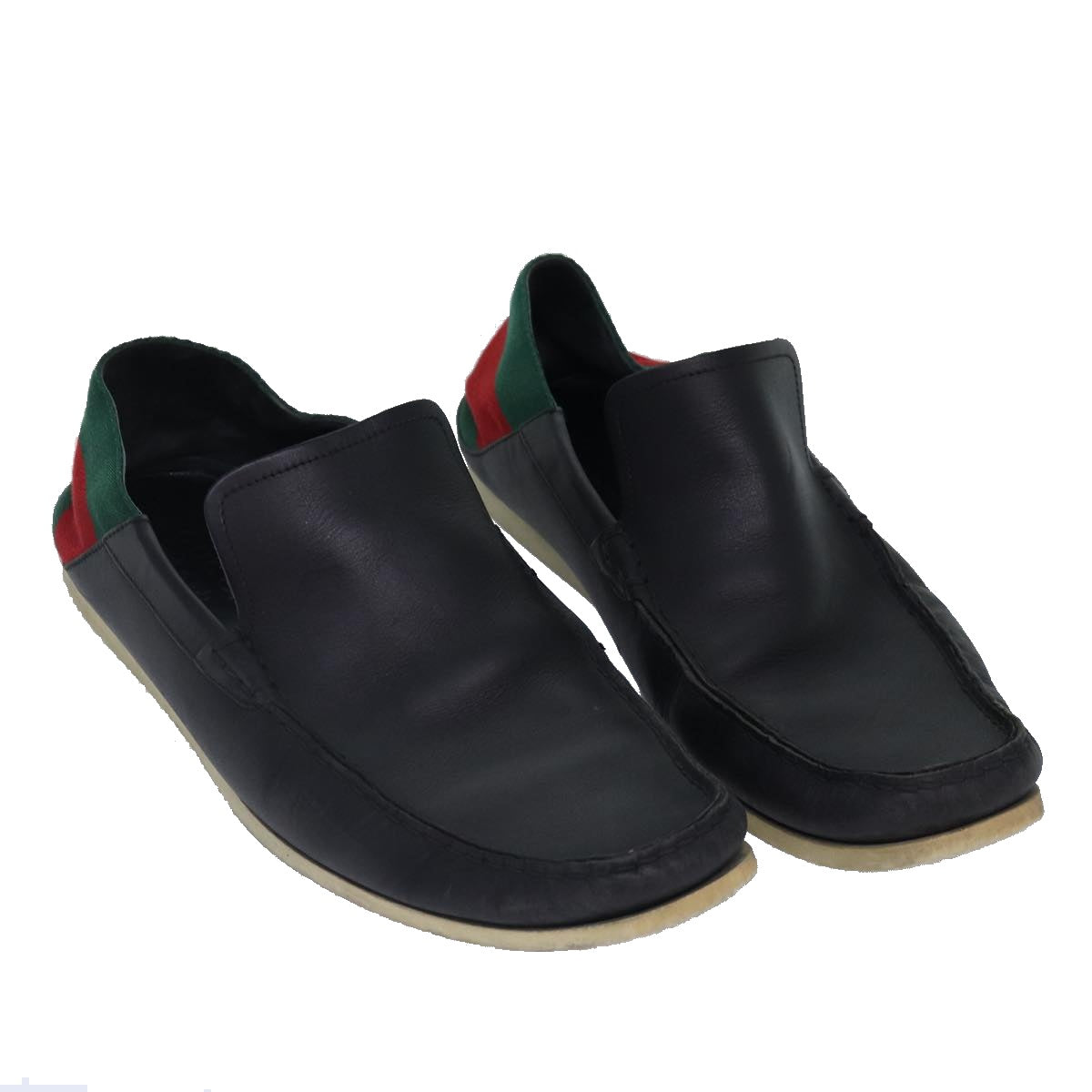 GUCCI Web Sherry Line slipper shoes Leather 41.5EJ Black Auth ti1971