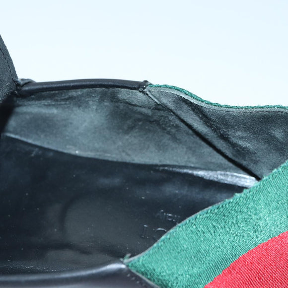 GUCCI Web Sherry Line slipper shoes Leather 41.5EJ Black Auth ti1971