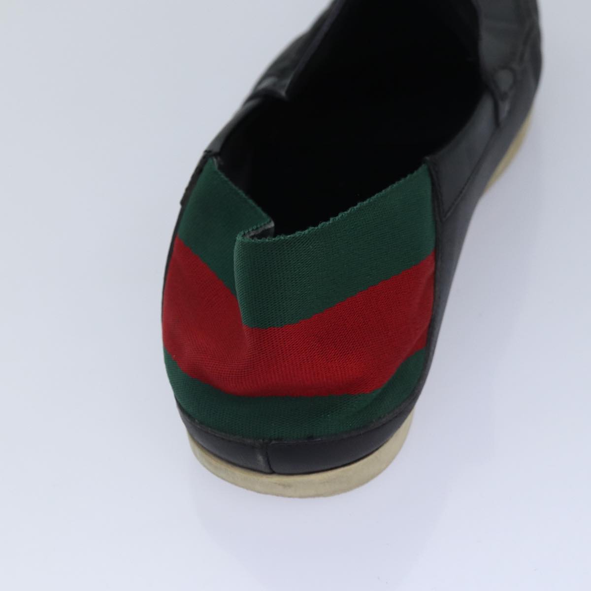 GUCCI Web Sherry Line slipper shoes Leather 41.5EJ Black Auth ti1971