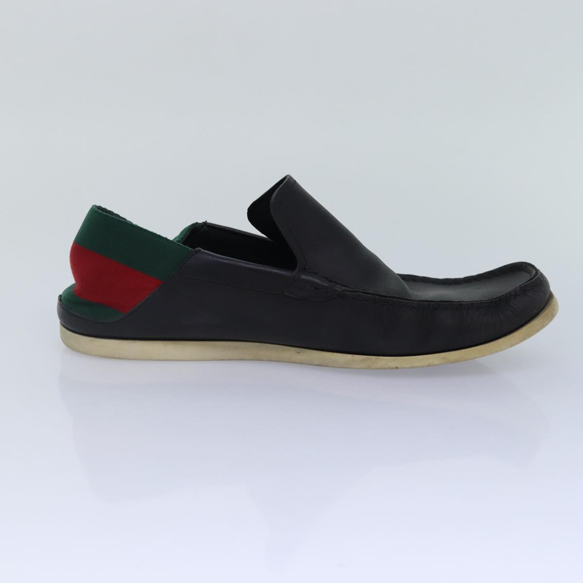 GUCCI Web Sherry Line slipper shoes Leather 41.5EJ Black Auth ti1971