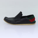 GUCCI Web Sherry Line slipper shoes Leather 41.5EJ Black Auth ti1971-16