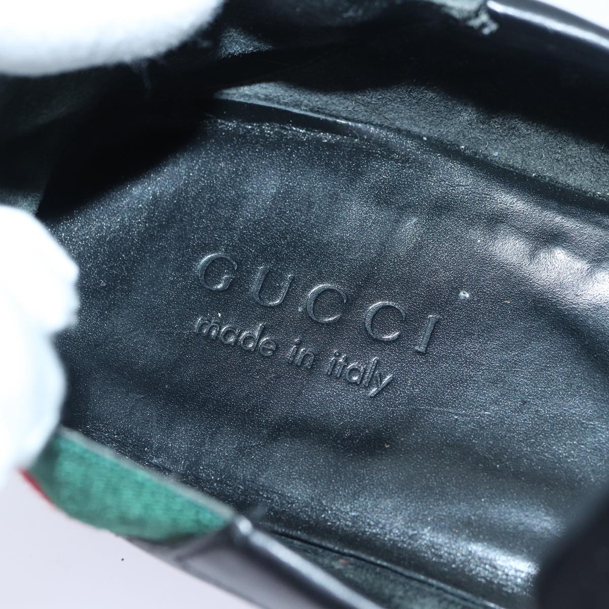 GUCCI Web Sherry Line slipper shoes Leather 41.5EJ Black Auth ti1971