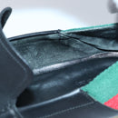 GUCCI Web Sherry Line slipper shoes Leather 41.5EJ Black Auth ti1971-21