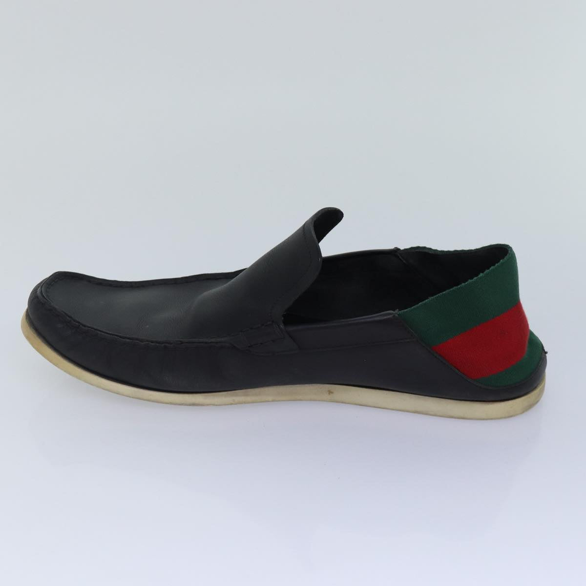 GUCCI Web Sherry Line slipper shoes Leather 41.5EJ Black Auth ti1971