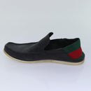 GUCCI Web Sherry Line slipper shoes Leather 41.5EJ Black Auth ti1971-4