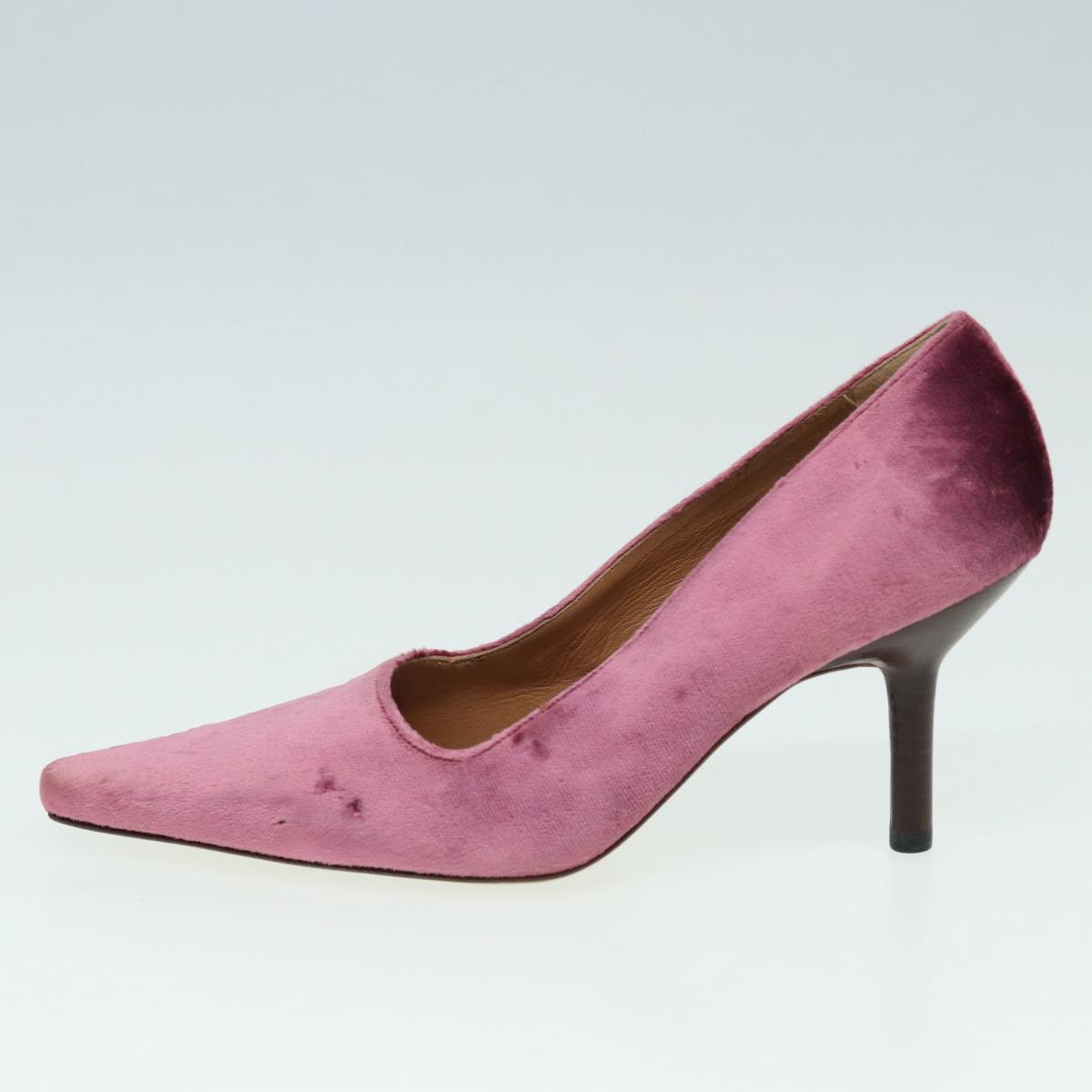 GUCCI pumps High heels Velor 37C Pink Beige Auth ti1972