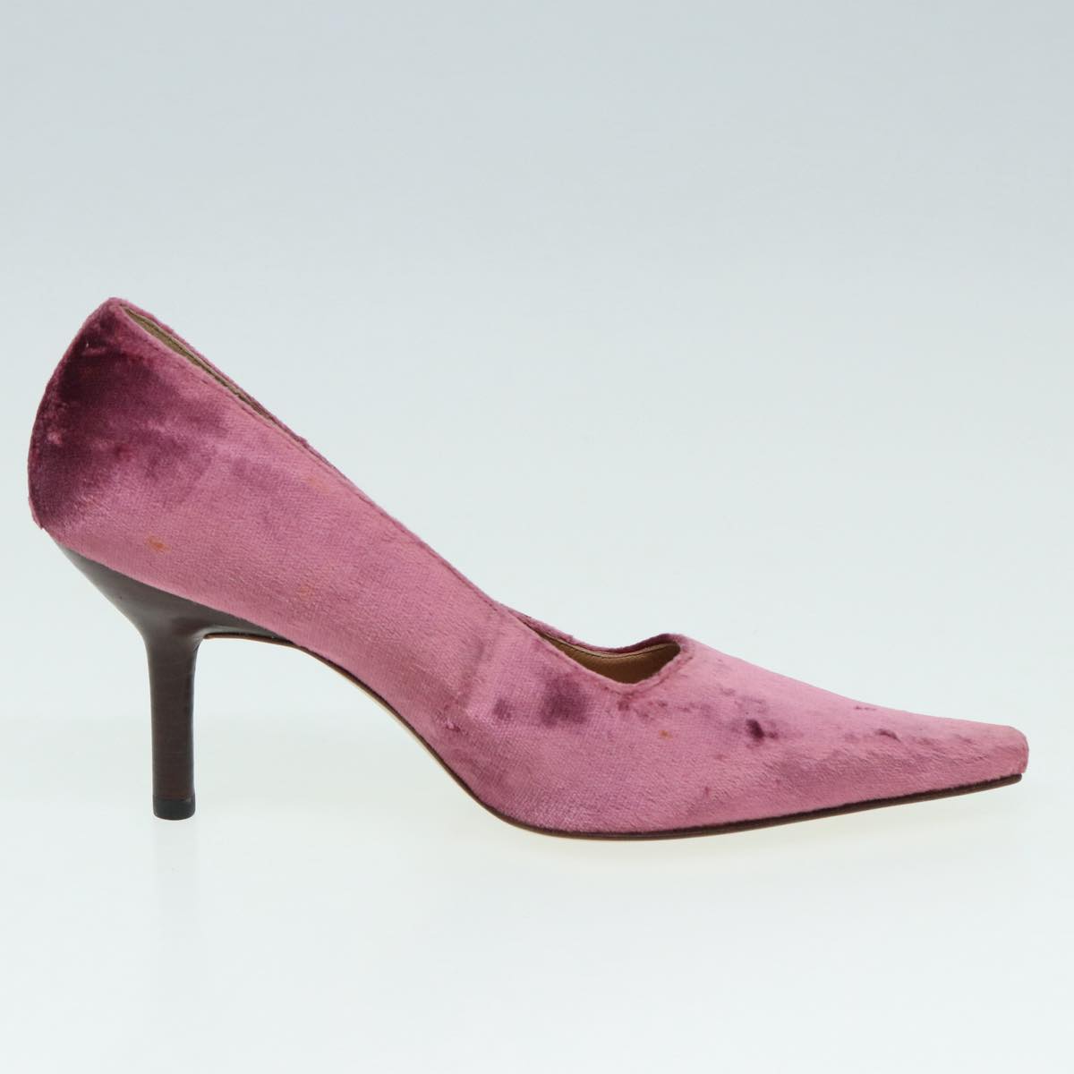 GUCCI pumps High heels Velor 37C Pink Beige Auth ti1972