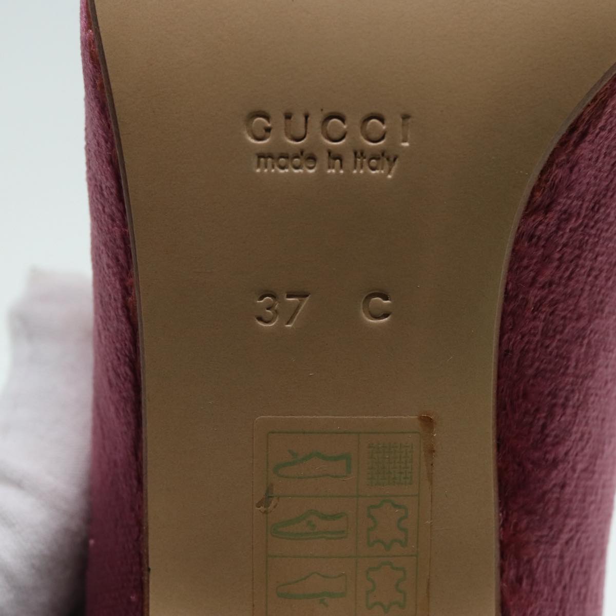 GUCCI pumps High heels Velor 37C Pink Beige Auth ti1972