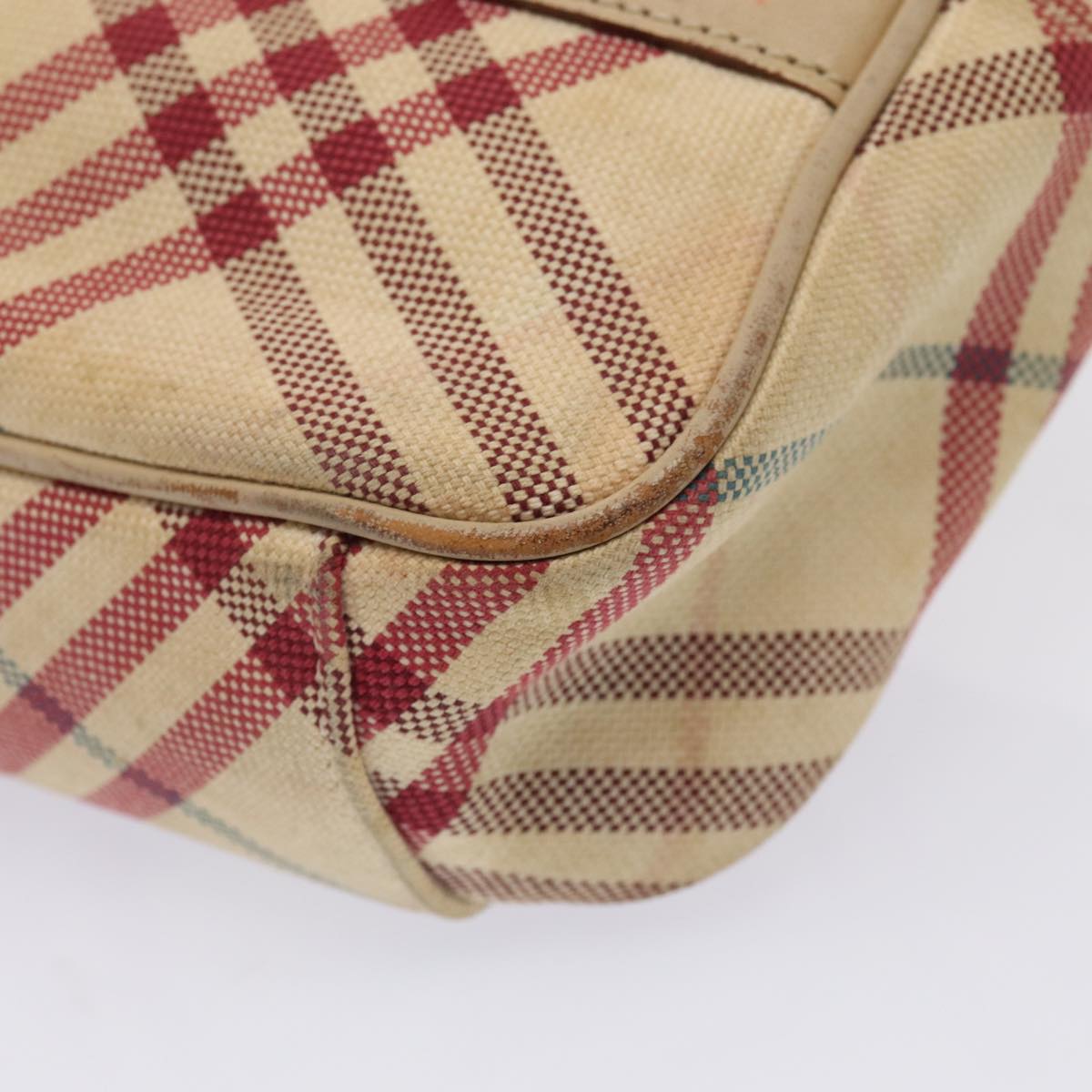 BURBERRY Nova Check Blue Label Shoulder Bag Canvas Beige Red Auth ti1983